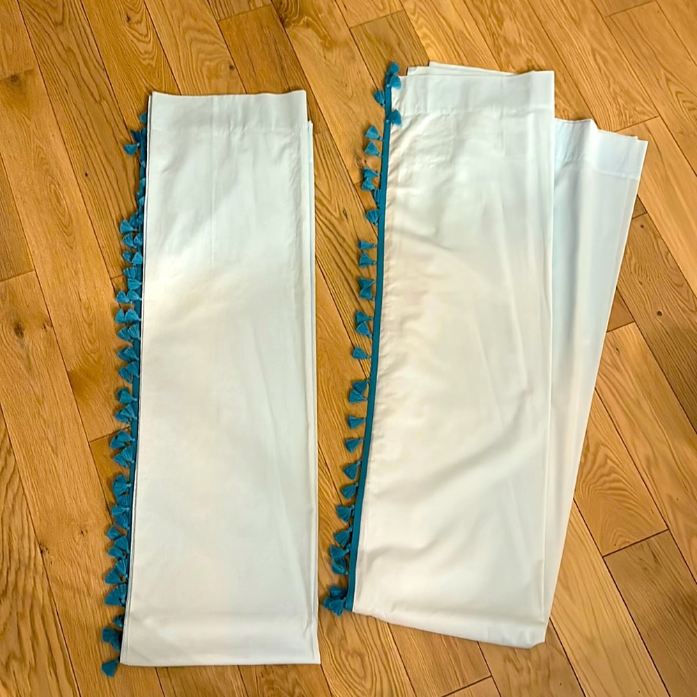 Serena & Lily French tassel curtain panel set.